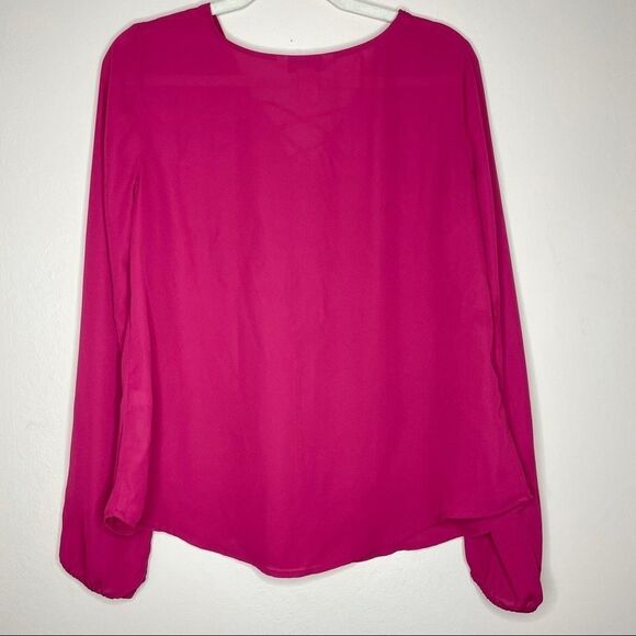 White House Black Market hot pink flowy blouse - Picture 7 of 10